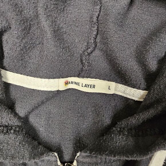 Marine Layer Hoodie Large Gray Full Zip City Camper Streetwear Minimalist Preppy - Picture 9 of 16